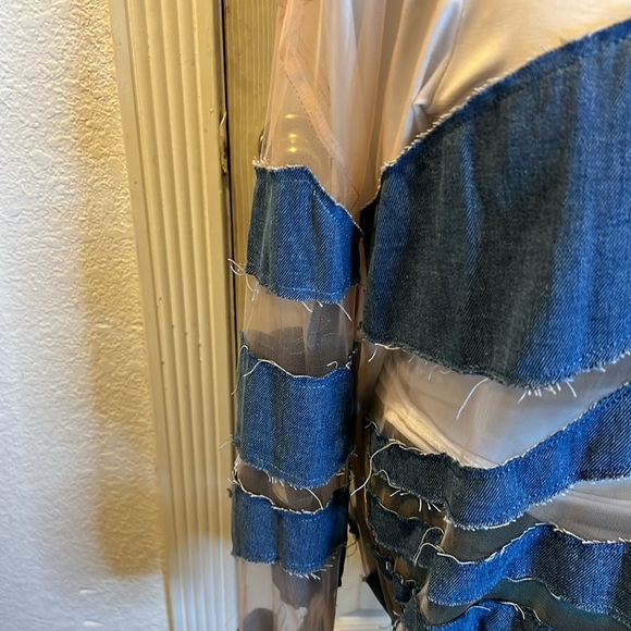Unique Denim and Mesh Top - Picture 3 of 4